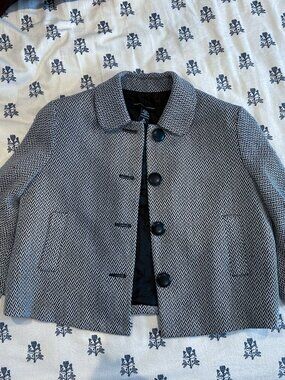 New York & Co Herringbone Cropped Jacket - B&W | XL